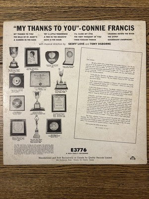 Connie Francis - My Thanks To You | 1959 | MGM Records | Vinyl LP