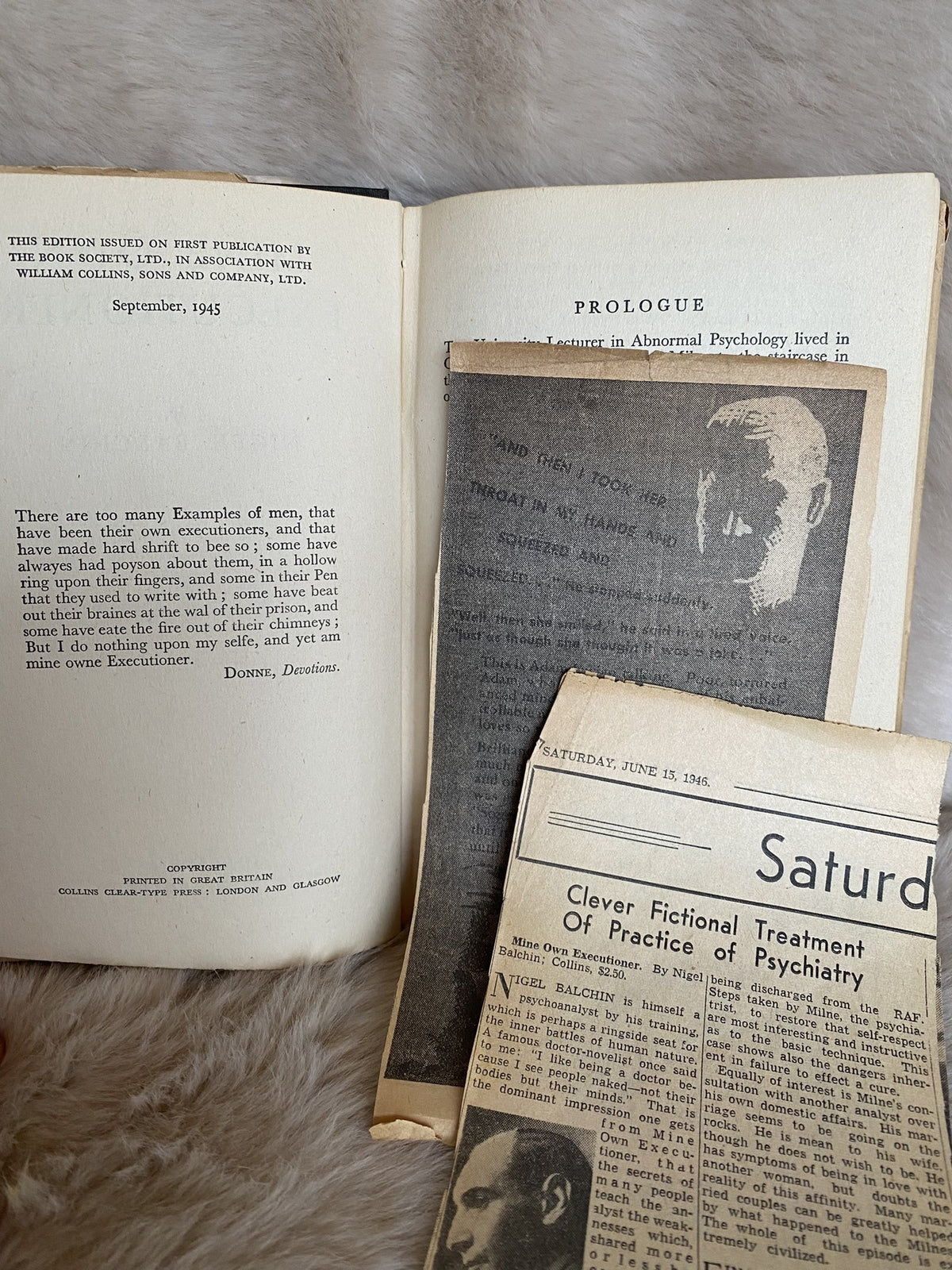 1945 First Edition: Mine Own Executioner, by Nigel Balchin