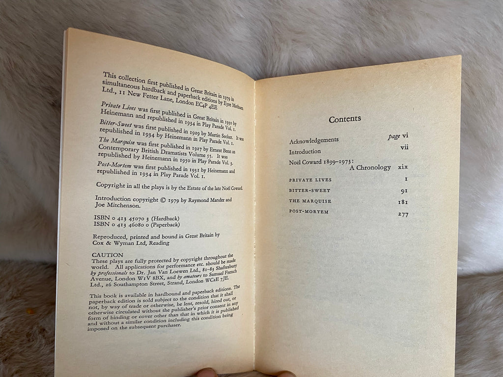 1979 - Plays:2 (Private Lives, Bitter-Sweet, The Marquise, Post-Mortem), by Noel Coward