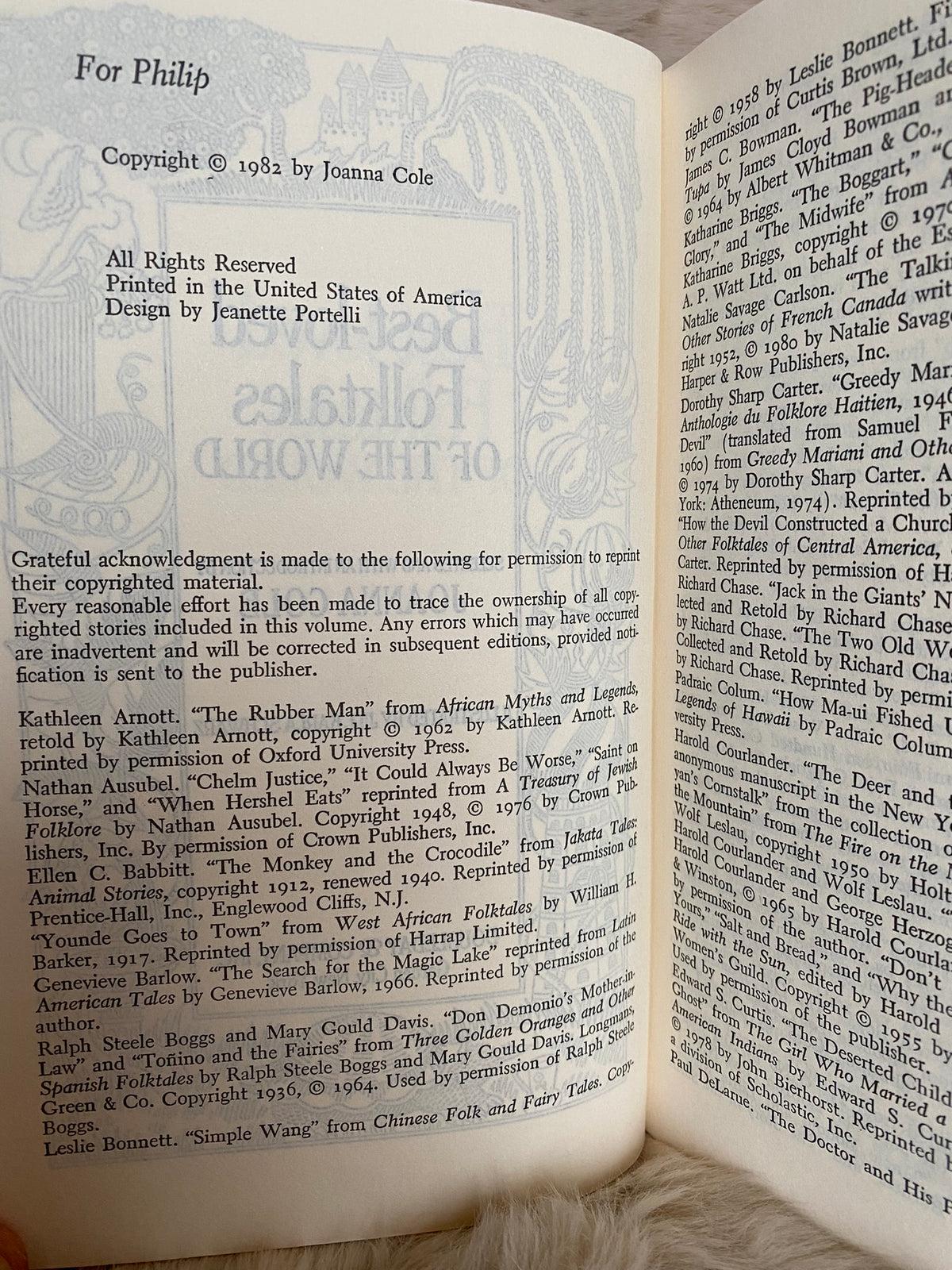 1982: Beloved Folktales of the World, selected and with an introduction by Joanna Cole