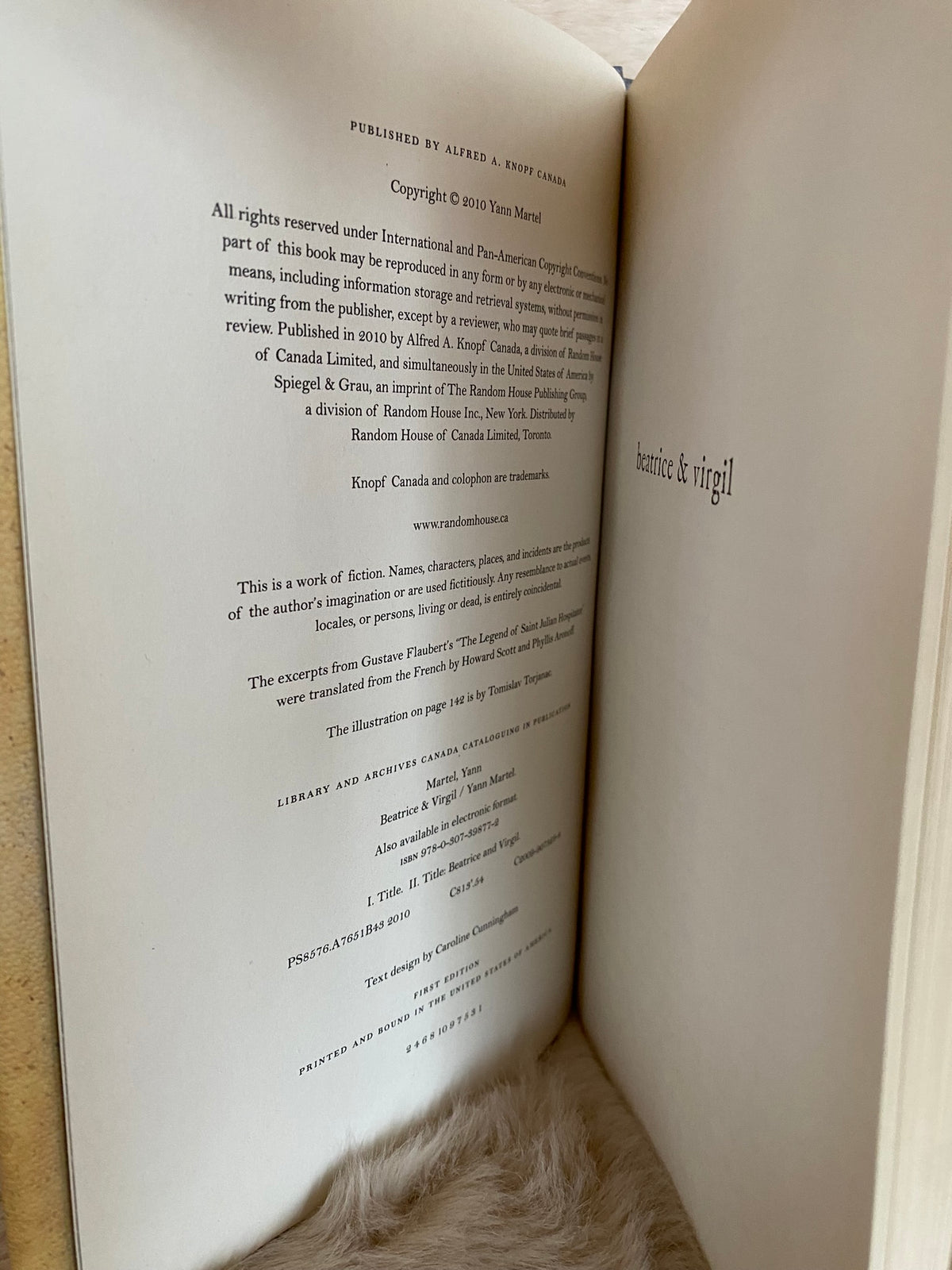 2010 First Edition: Beatrice &amp; Virgil, by Yann Martel
