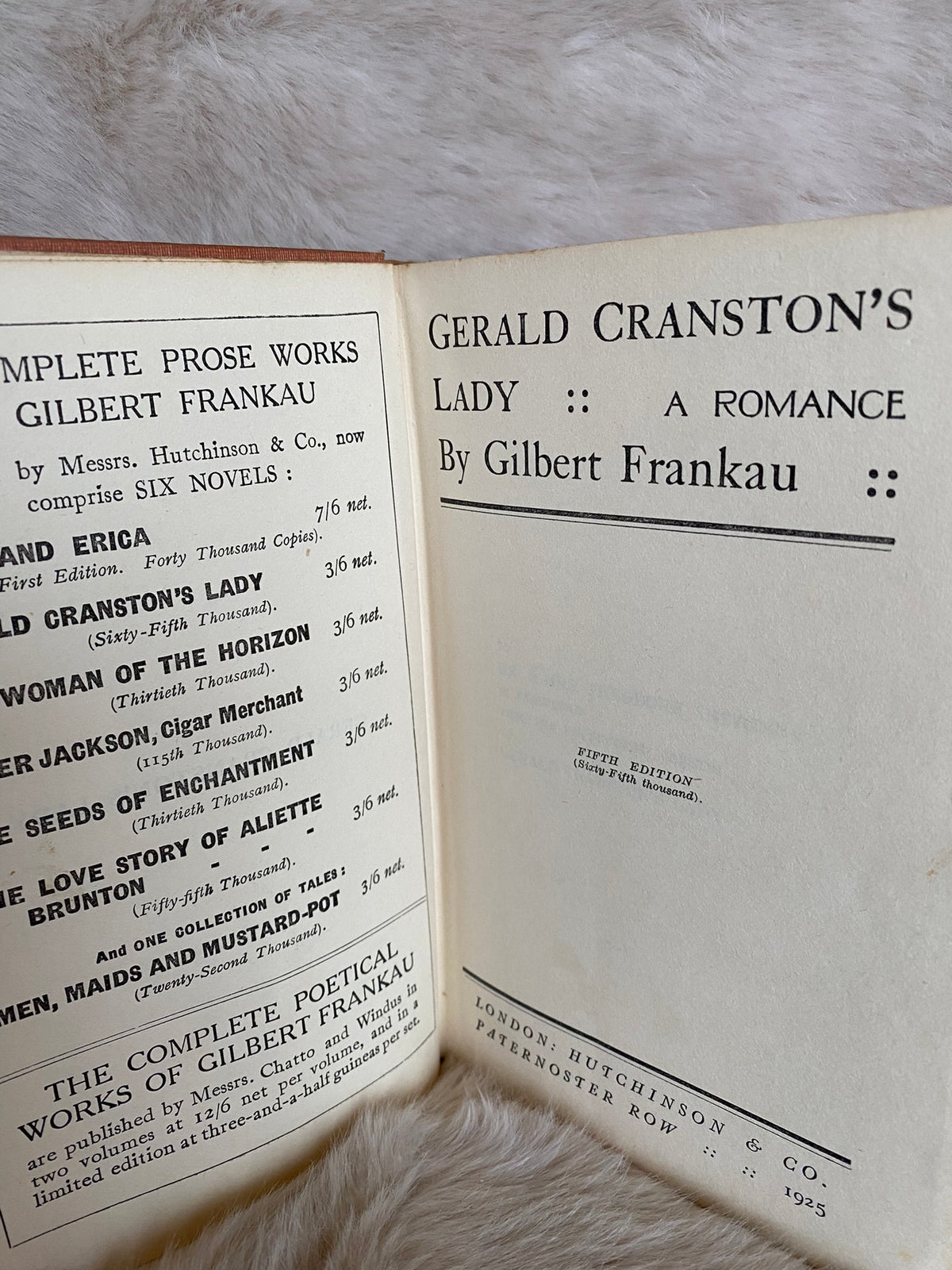 1925: Gerald Cranston's Lady, a romance by Gilbert Frankau