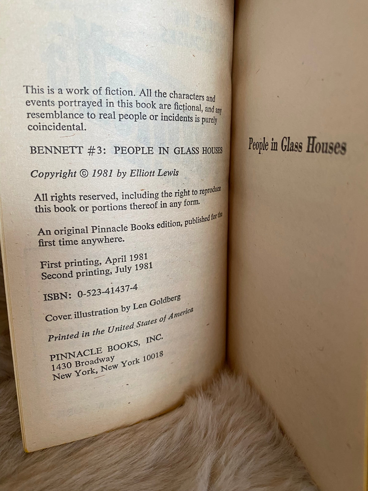 1981 Second Printing - Bennet #3: People in Glass Houses, by Elliott Lewis