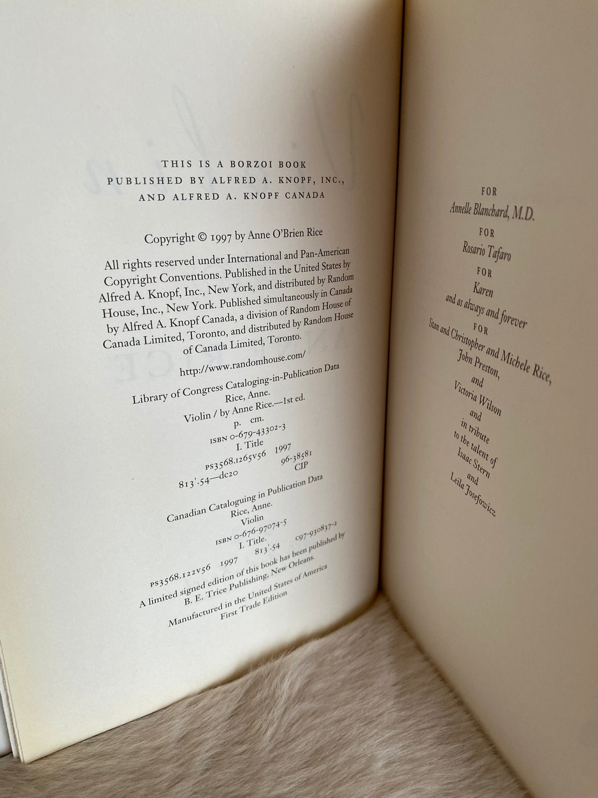 1997 First Trade Edition: Violin, by Anne Rice