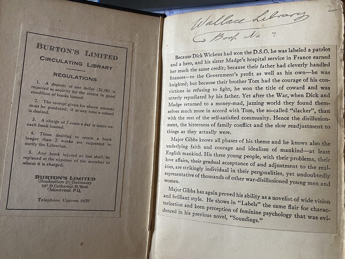 1926 First Edition: Labels, by A. Hamilton Gibbs