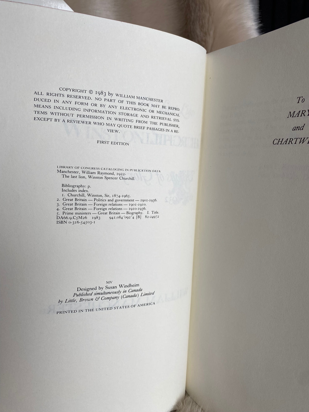 1983 First Edition: The Last Lion Winston Spencer Churchill: Visions of Glory (1874-1932), by William Manchester