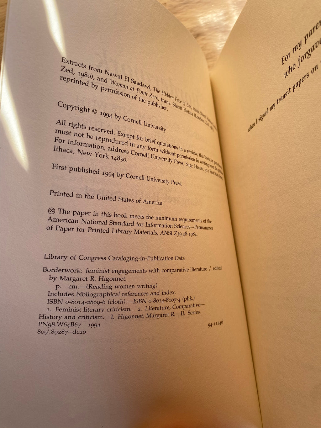 1994: Borderwork: Feminist Engagements with Comparative Literature, ed. by Margaret R. Higonnet
