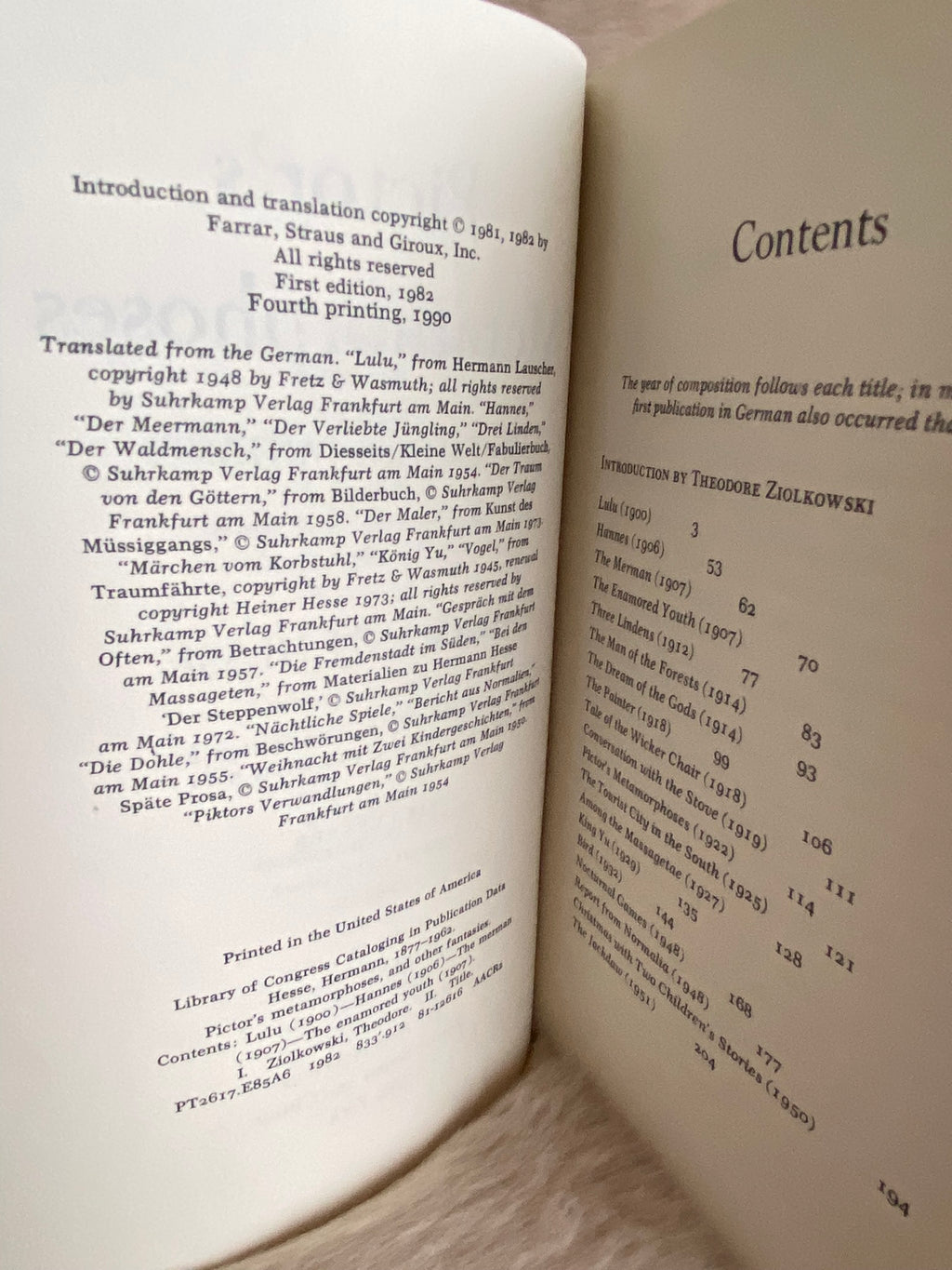 1990: Pictor's Metamorphoses and Other Fantasies, by Hermann Hesse