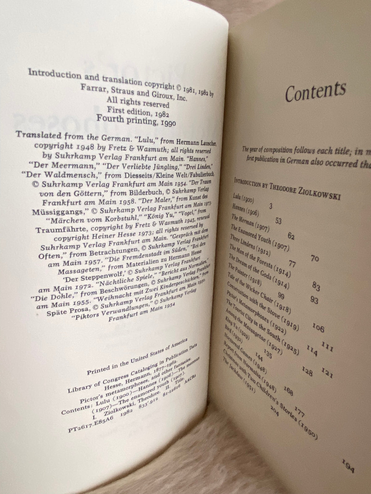 1990: Pictor's Metamorphoses and Other Fantasies, by Hermann Hesse