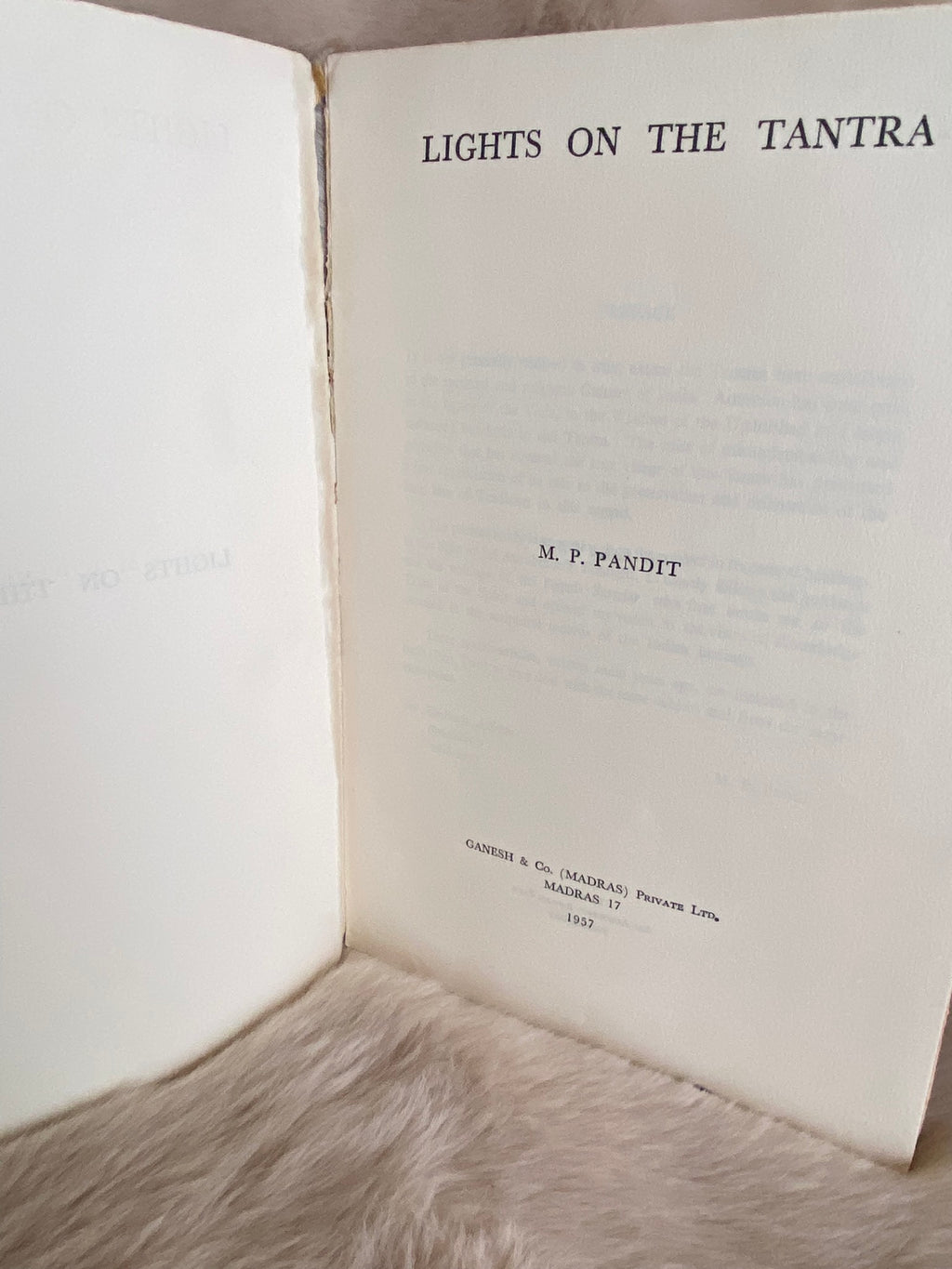 1957 First Edition: Lights on the Tantra, by M. P. Pandit