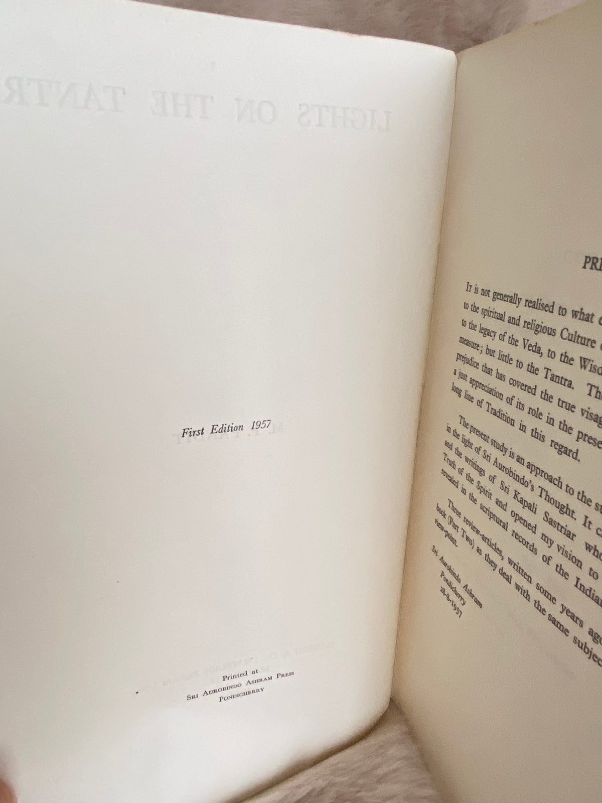 1957 First Edition: Lights on the Tantra, by M. P. Pandit