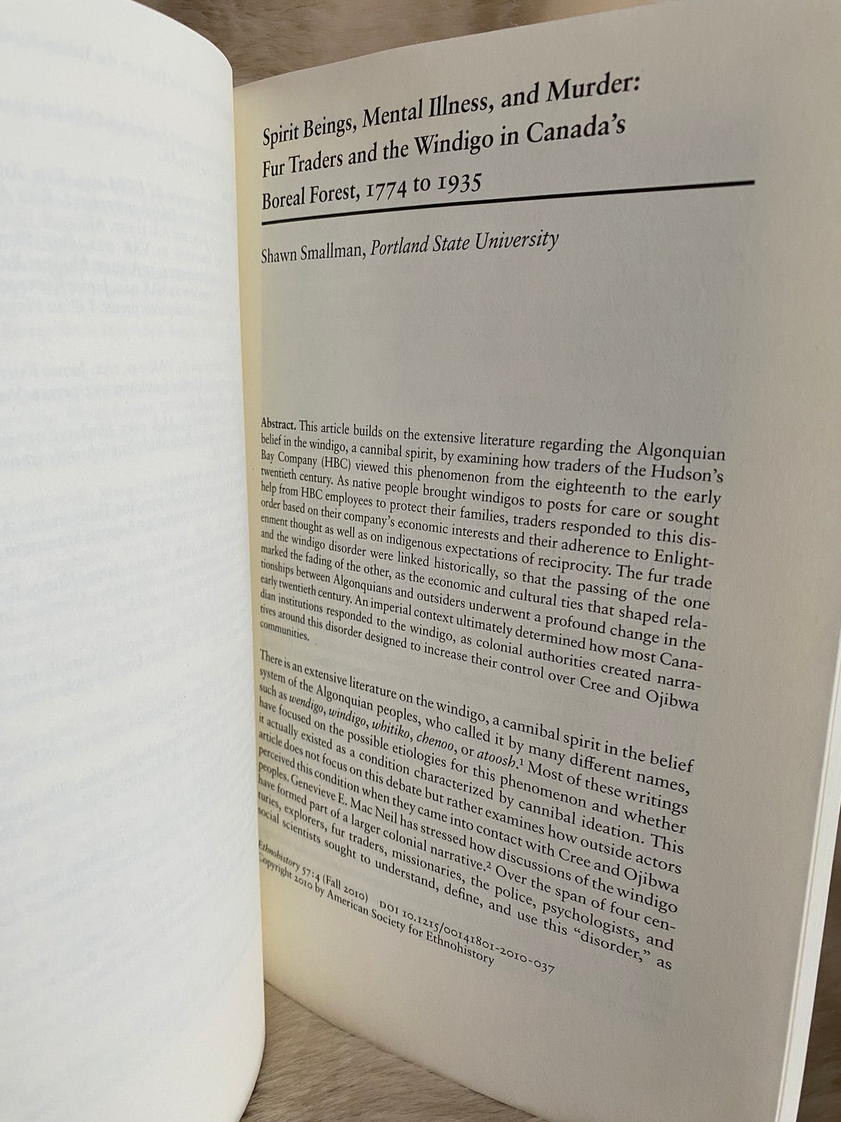 Ethnohistory, The Journal of the American Society for Ethnohistory. Volume 57, Number 4, Fall 2010