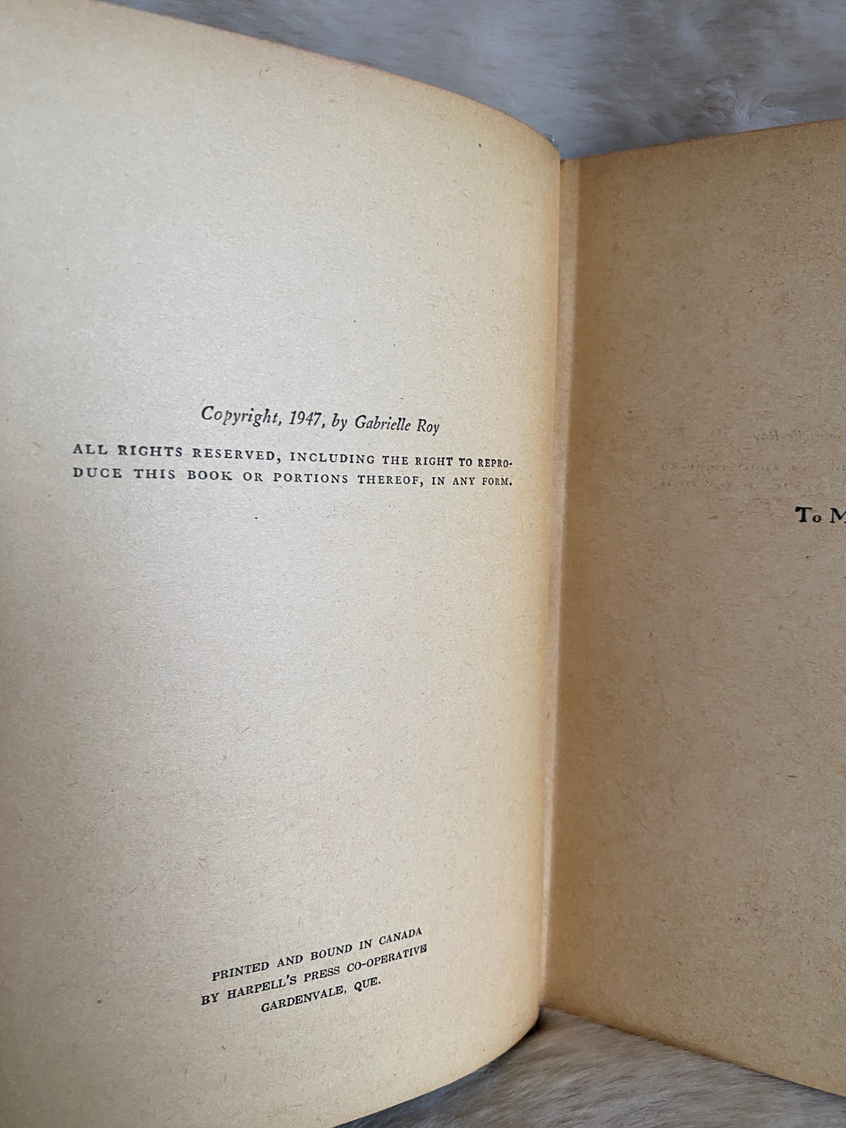 1947 First Edition: The Tin Flute, by Gabrielle Roy