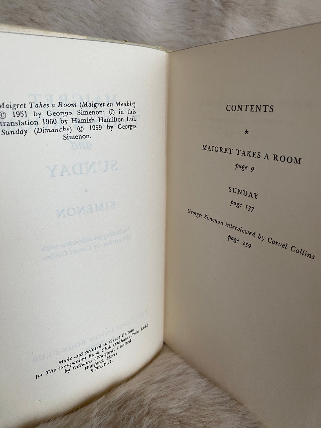 1962: Maigret Takes a Room, Sunday by George Simenon