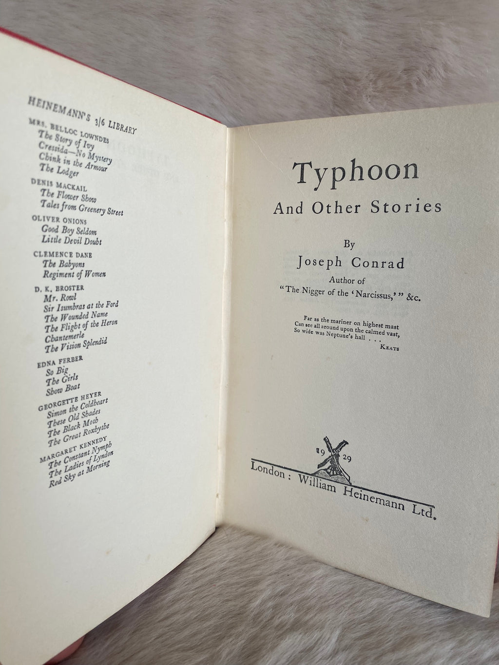 1929: Typhoon and Other Stories, by Joseph Conrad