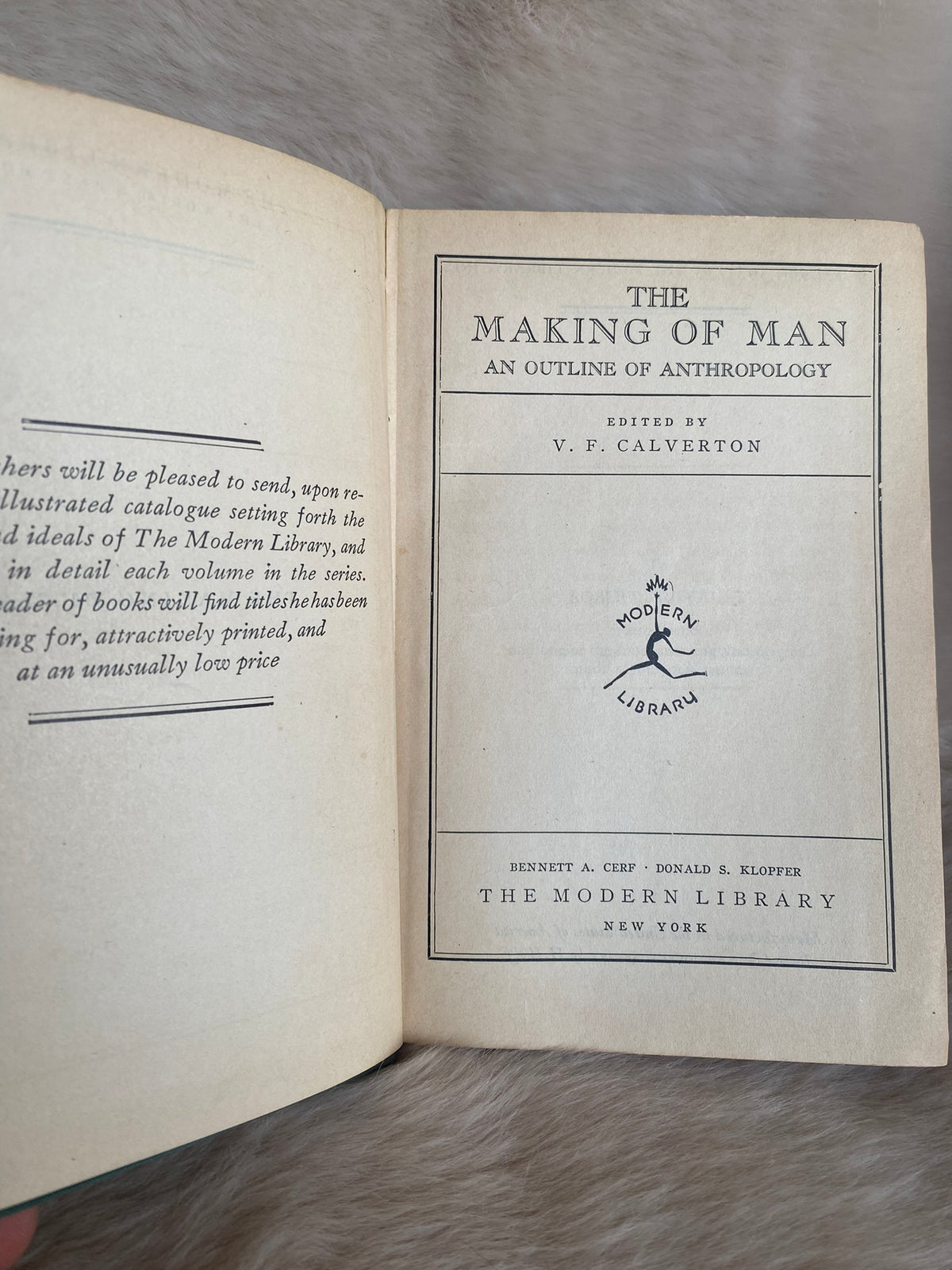 1931: The Making of Man: An Outline of Anthropology, edited by V.F. Calverton
