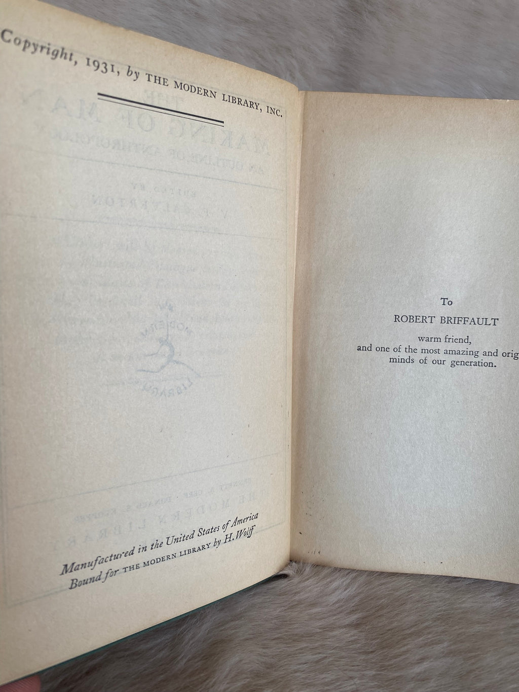 1931: The Making of Man: An Outline of Anthropology, edited by V.F. Calverton