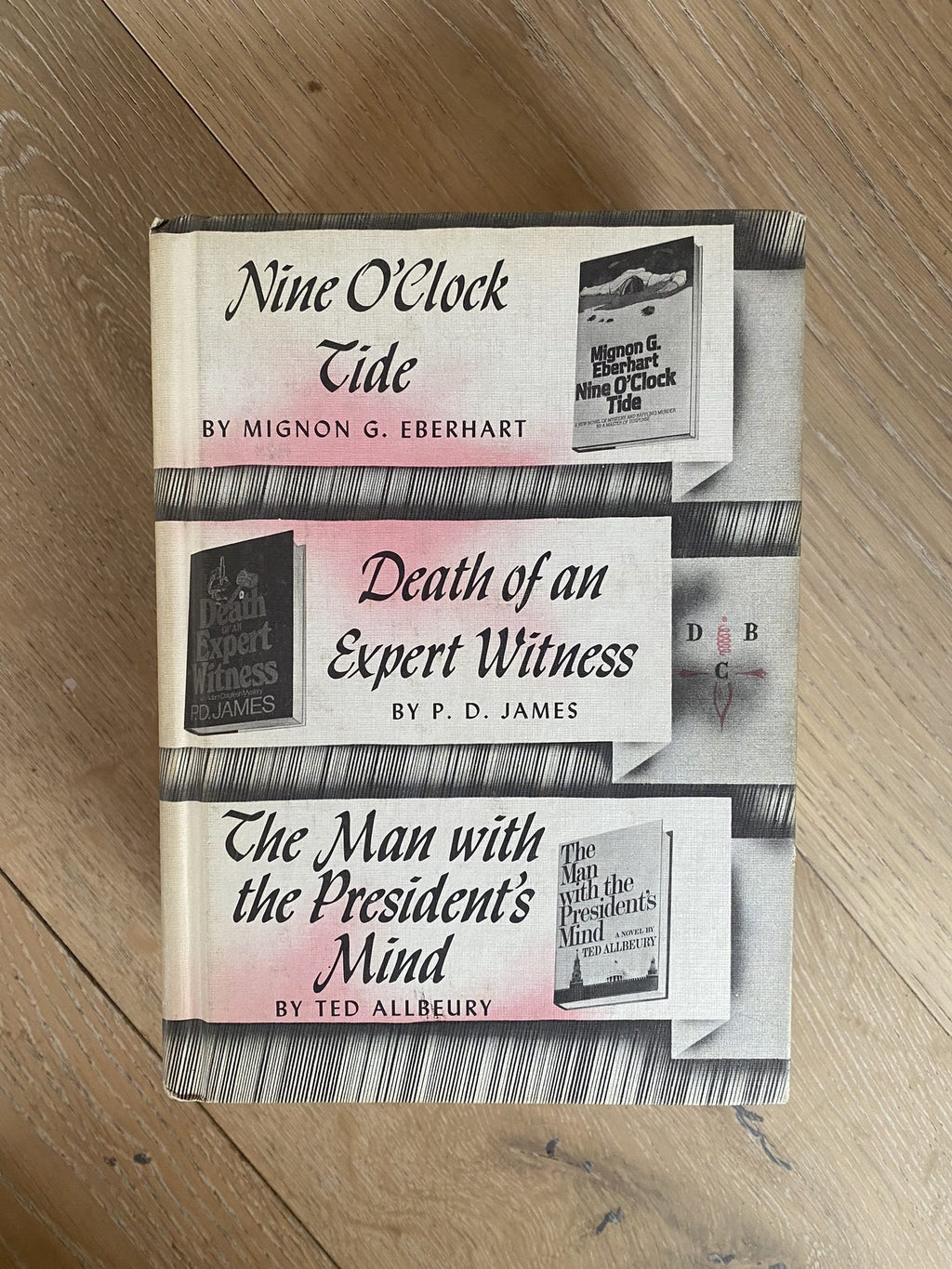 Set of Two Detective Book Club volumes: Eberhart, James, Allbeury, Johnston, Ferrars, Simenon