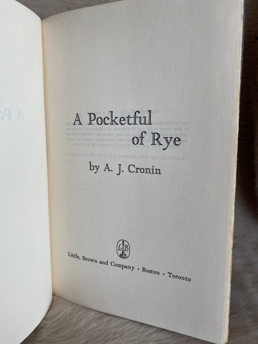 1969: A Pocketful of Rye, by A. J. Cronin