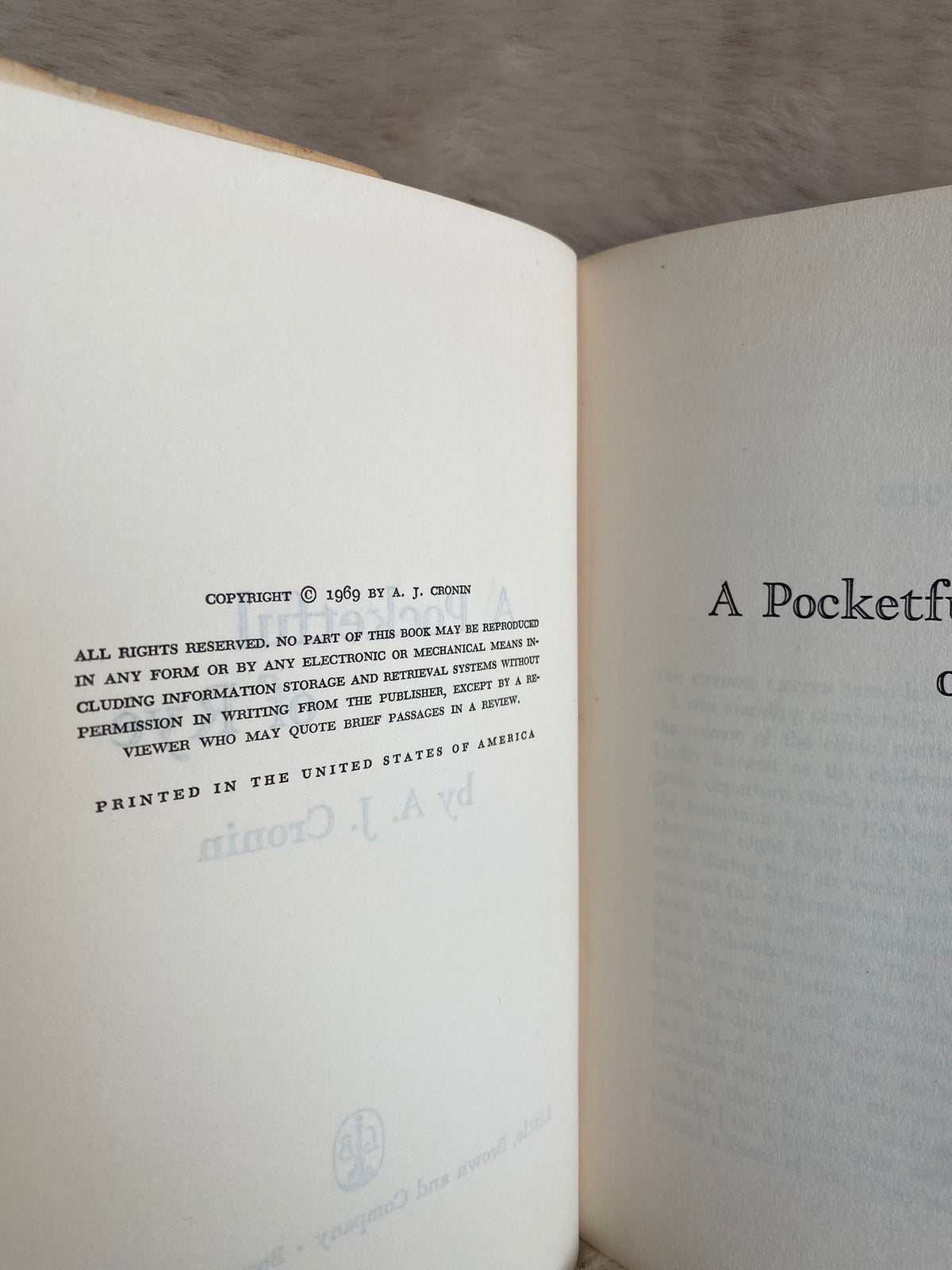 1969: A Pocketful of Rye, by A. J. Cronin