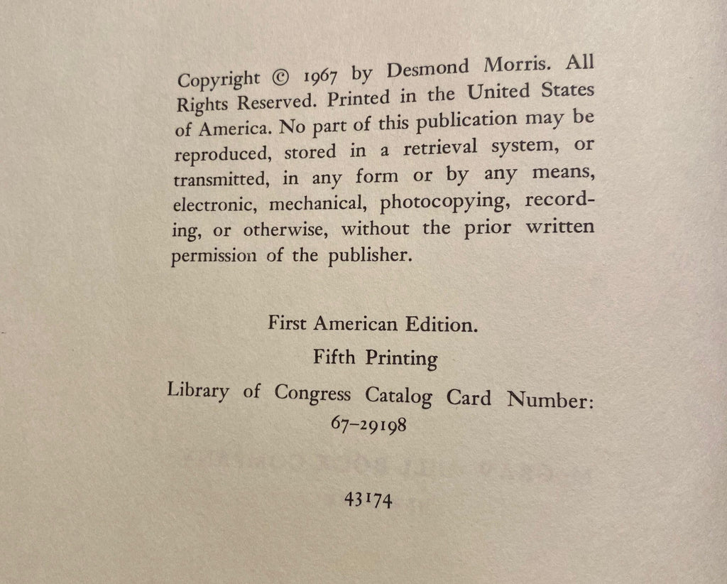 1967 The Naked Ape: A Zoologists Study of the Human Animal, by Desmond Morris, McGrawHill