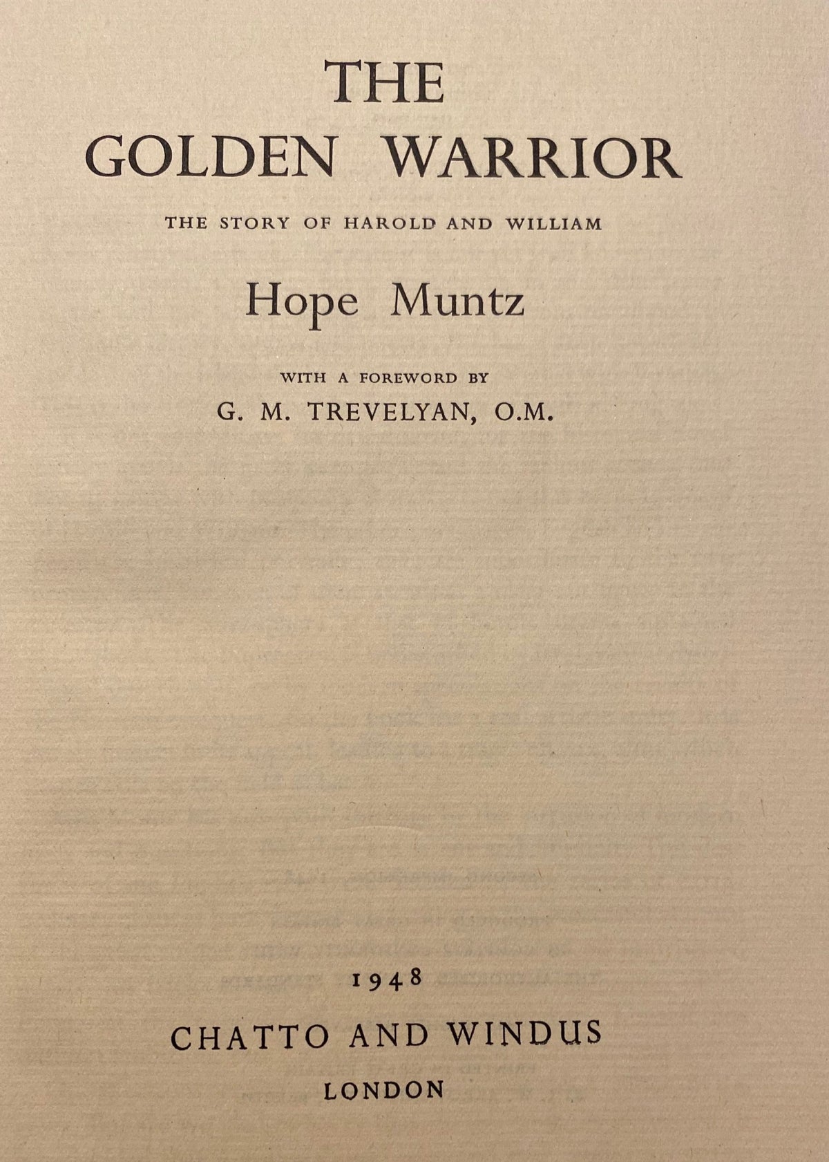 1948: The Golden Warrior, by Hope Muntz, Chatto and Windus, London