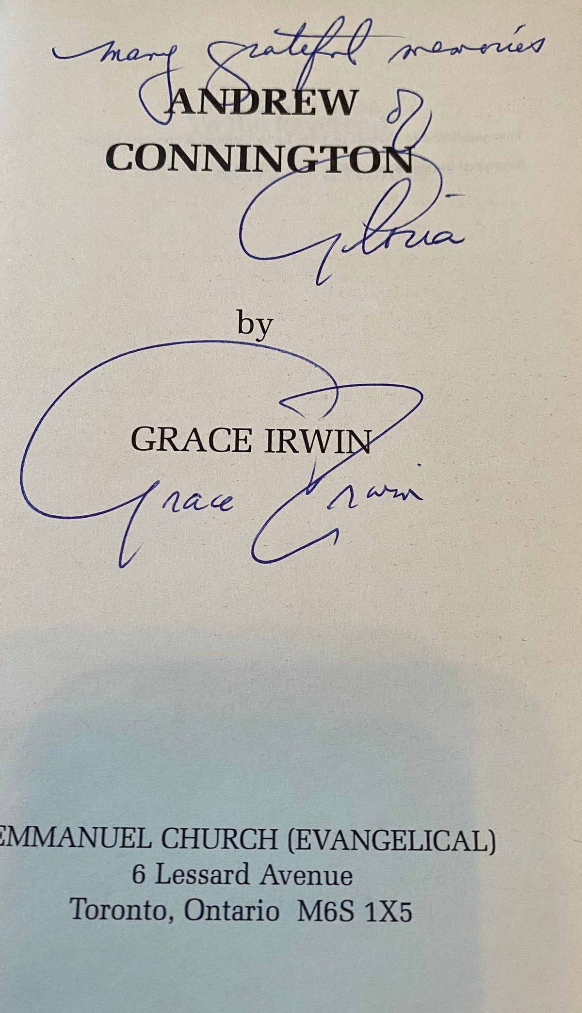 SIGNED: Andrew Connington, by Grace Irwin, 1995