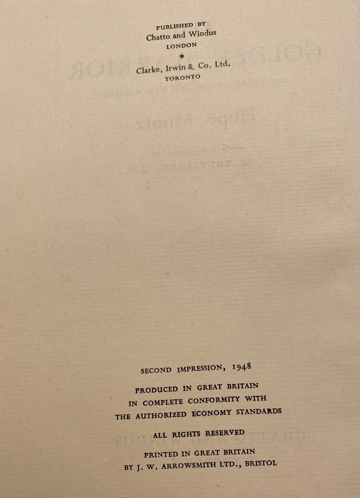 1948: The Golden Warrior, by Hope Muntz, Chatto and Windus, London
