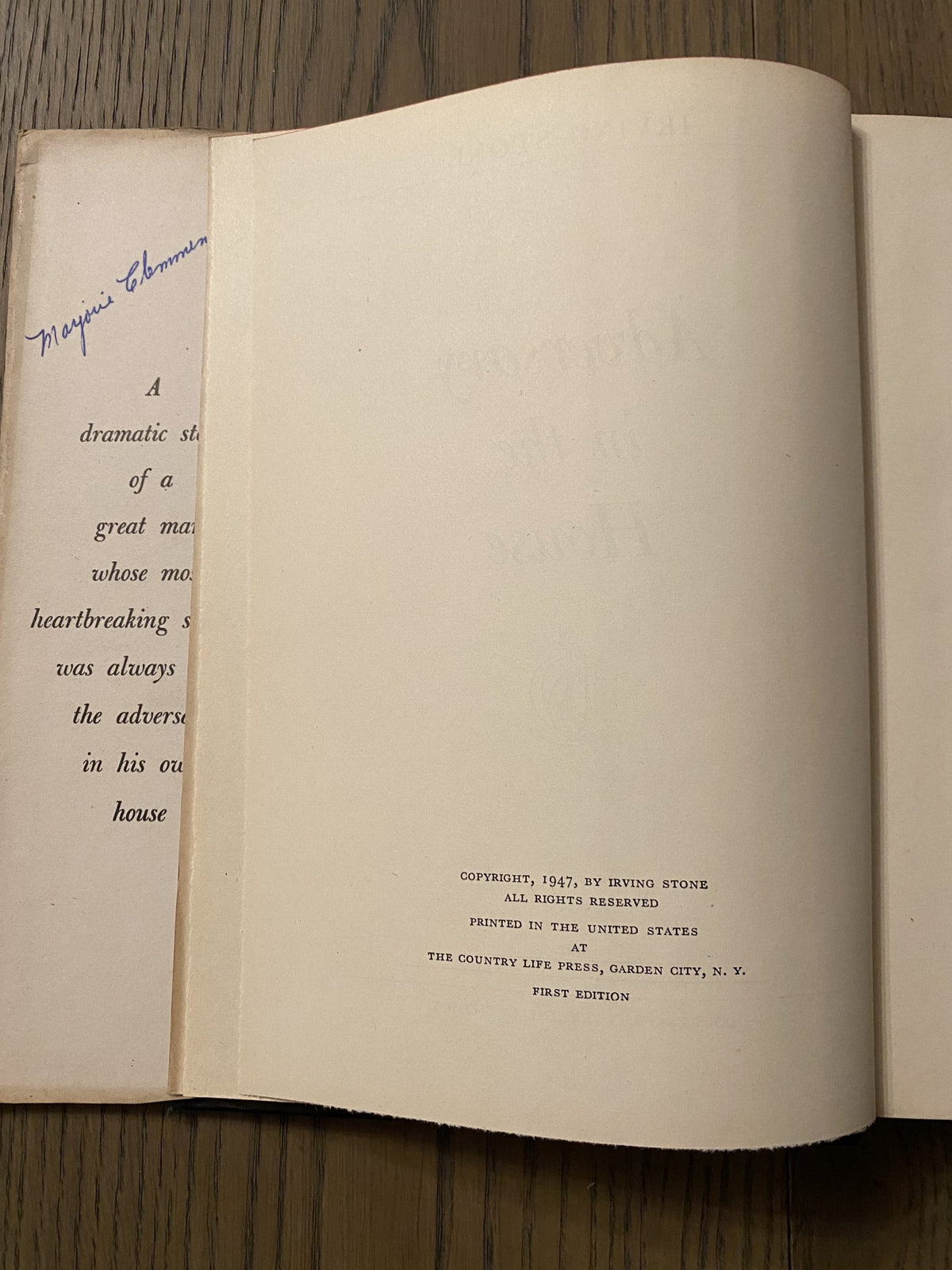 1947 First Edition - Adversary in the House: a Biographical Novel by Irving Stone