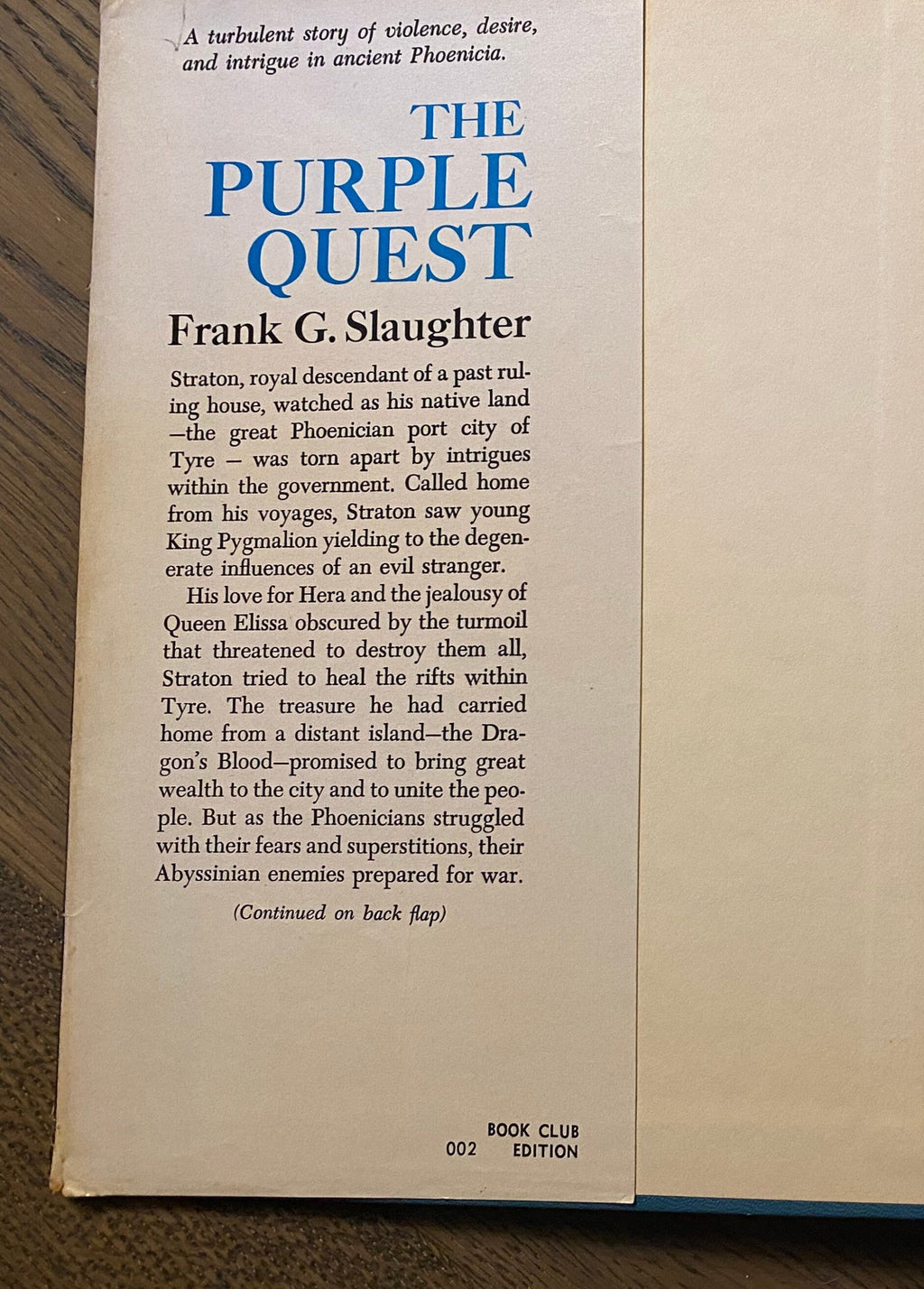1965: The Purple Quest, a vivid novel of seafaring adventure by Frank G. Slaughter