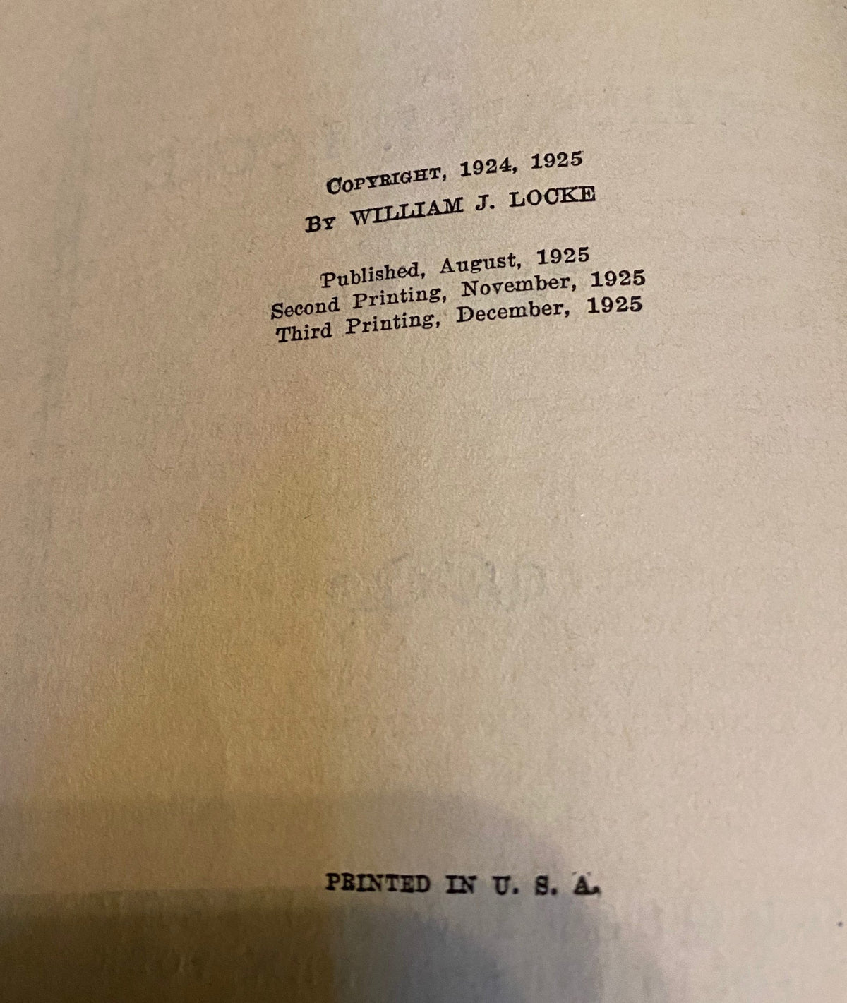 1925: The Great Pandolfo, by William J. Locke