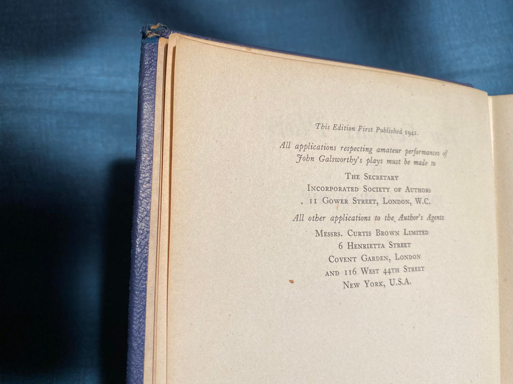 1941: Ten Famous Plays, by John Galsworthy: Silver Fox, Joy, Strife, Justice, The Skin Game, Loyalties, Windows, Old Eng