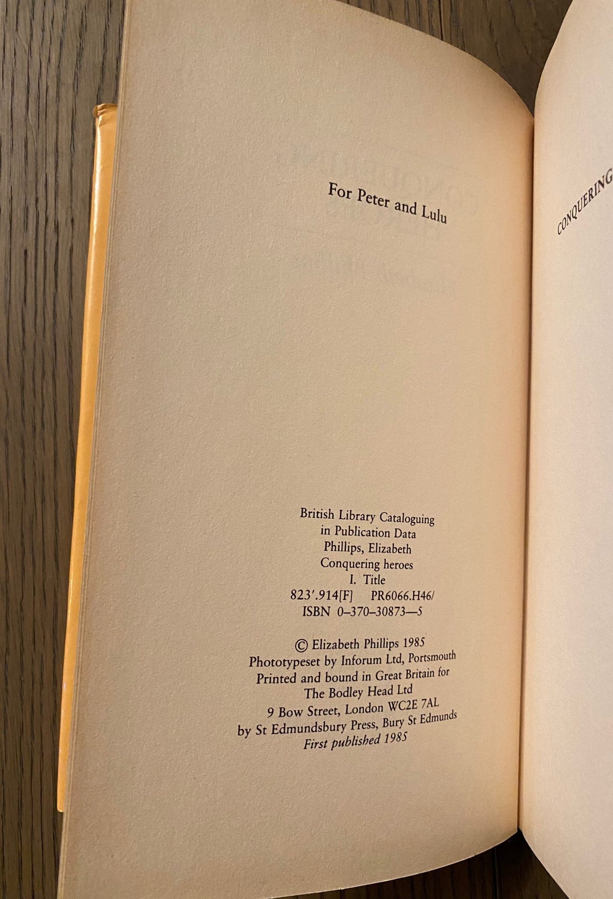 1985 First Edition: Conquering Heroes, by Elizabeth Phillips