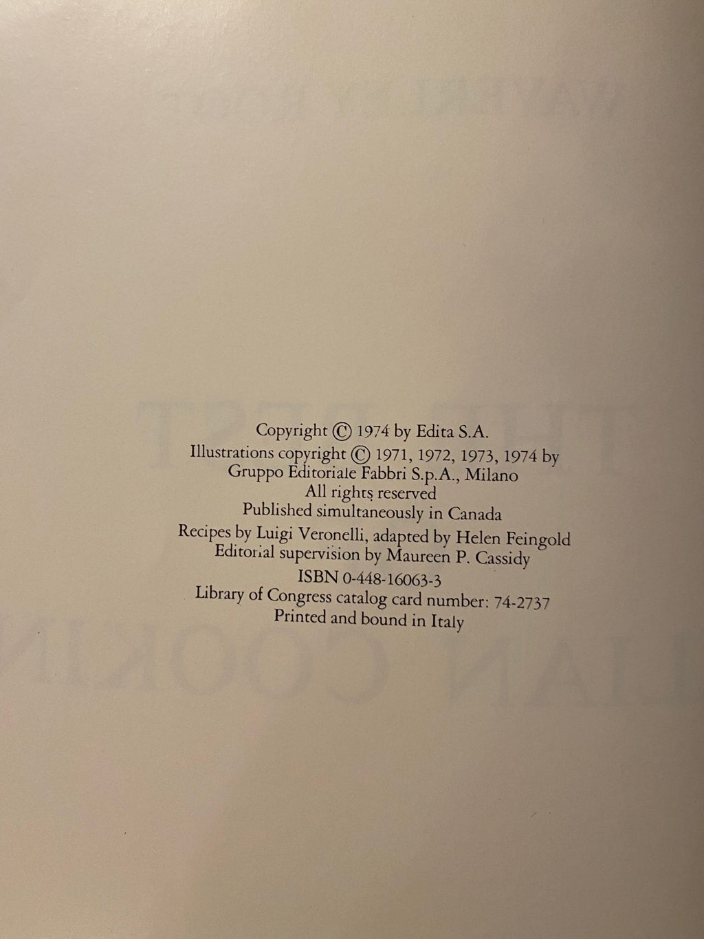 1974 First Edition: Waverly Root's The Best of Italian Cooking