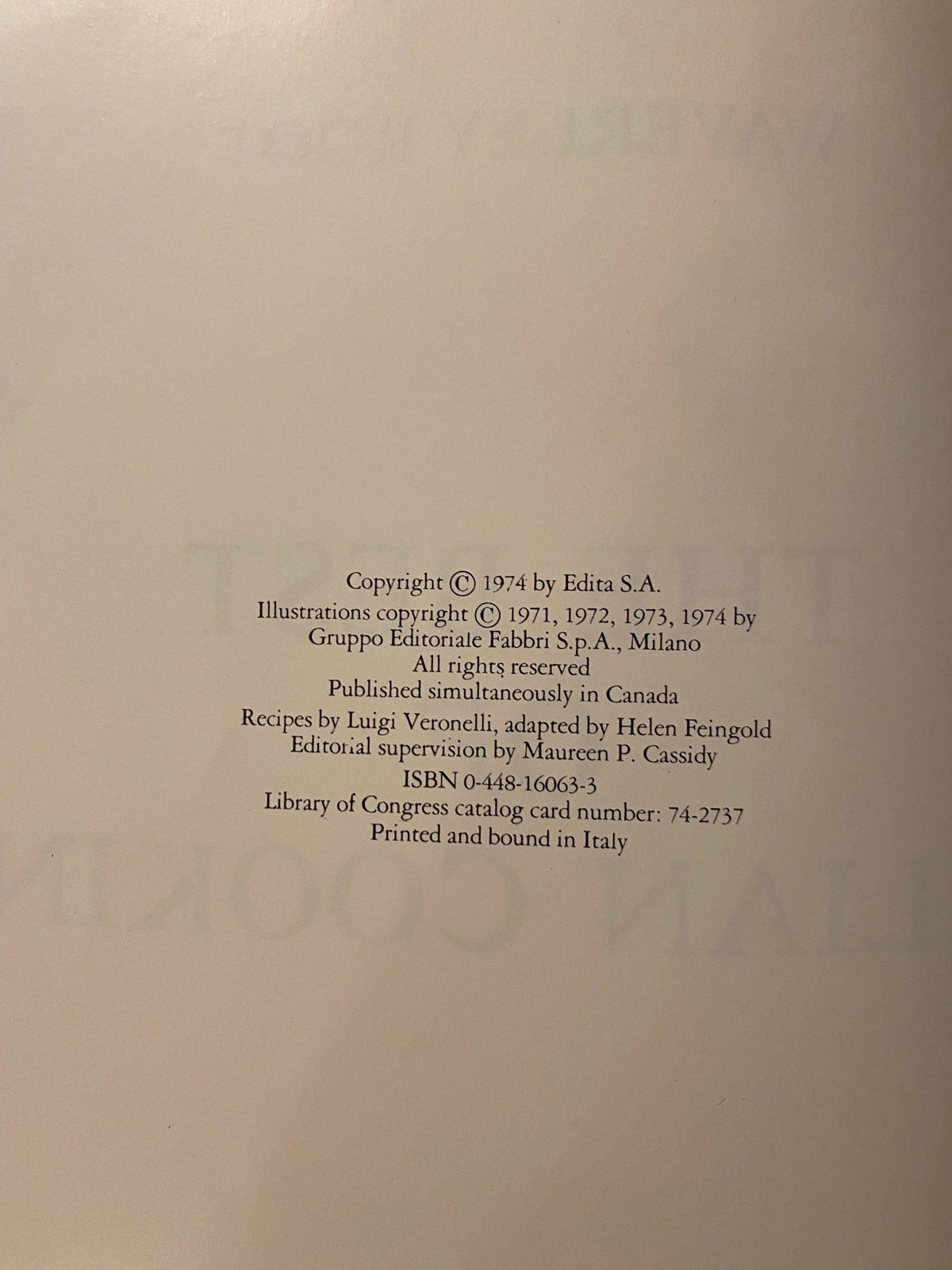 1974 First Edition: Waverly Root's The Best of Italian Cooking
