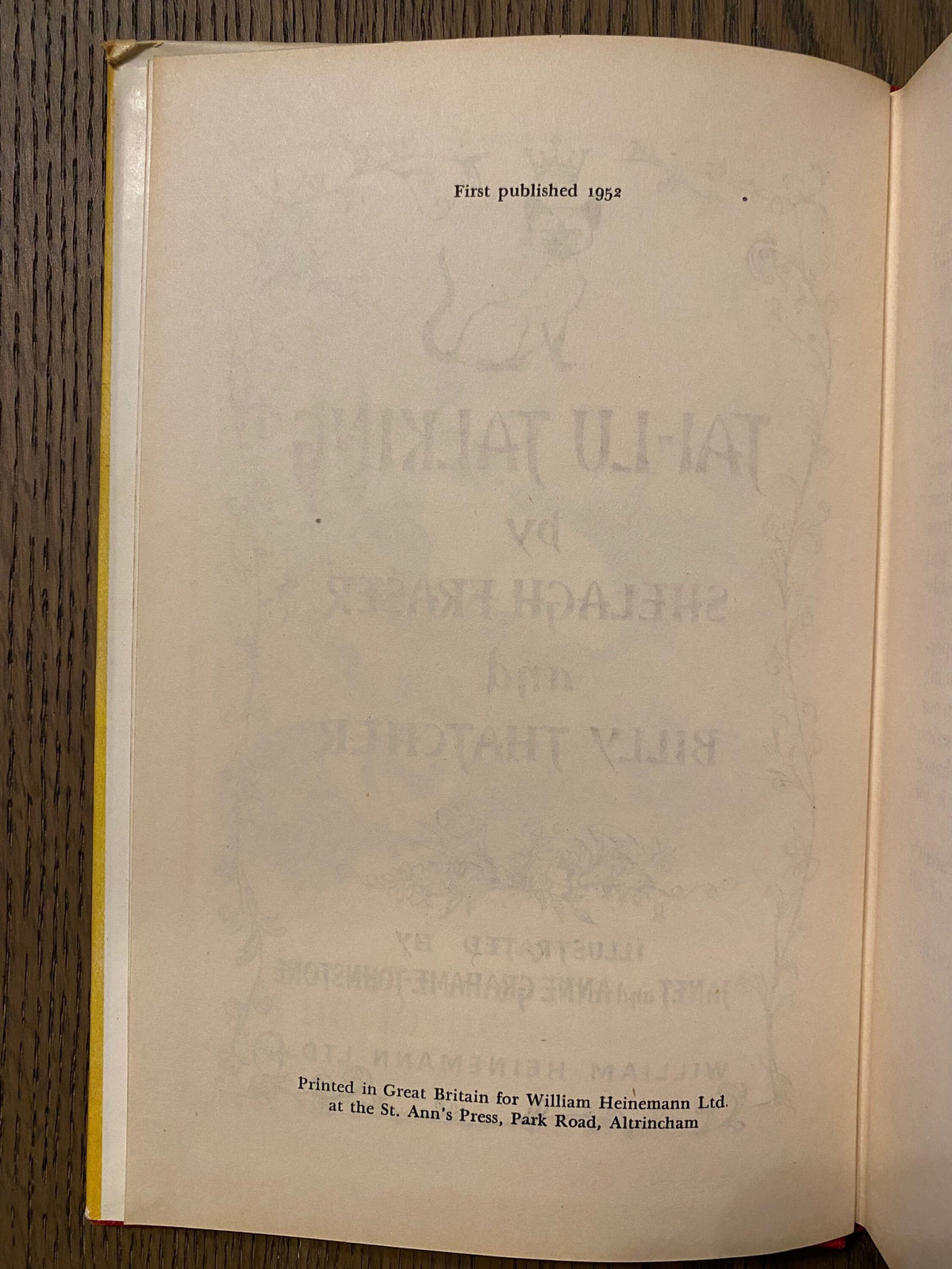 1952: Tai-Lu Talking, by Shelagh Fraser and Billy Thatcher