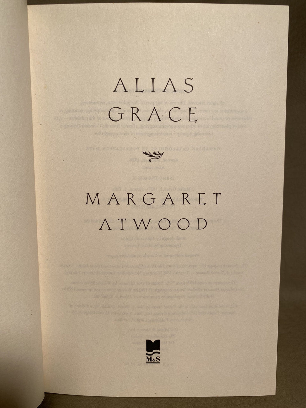 1996: Alias Grace, by Margaret Atwood