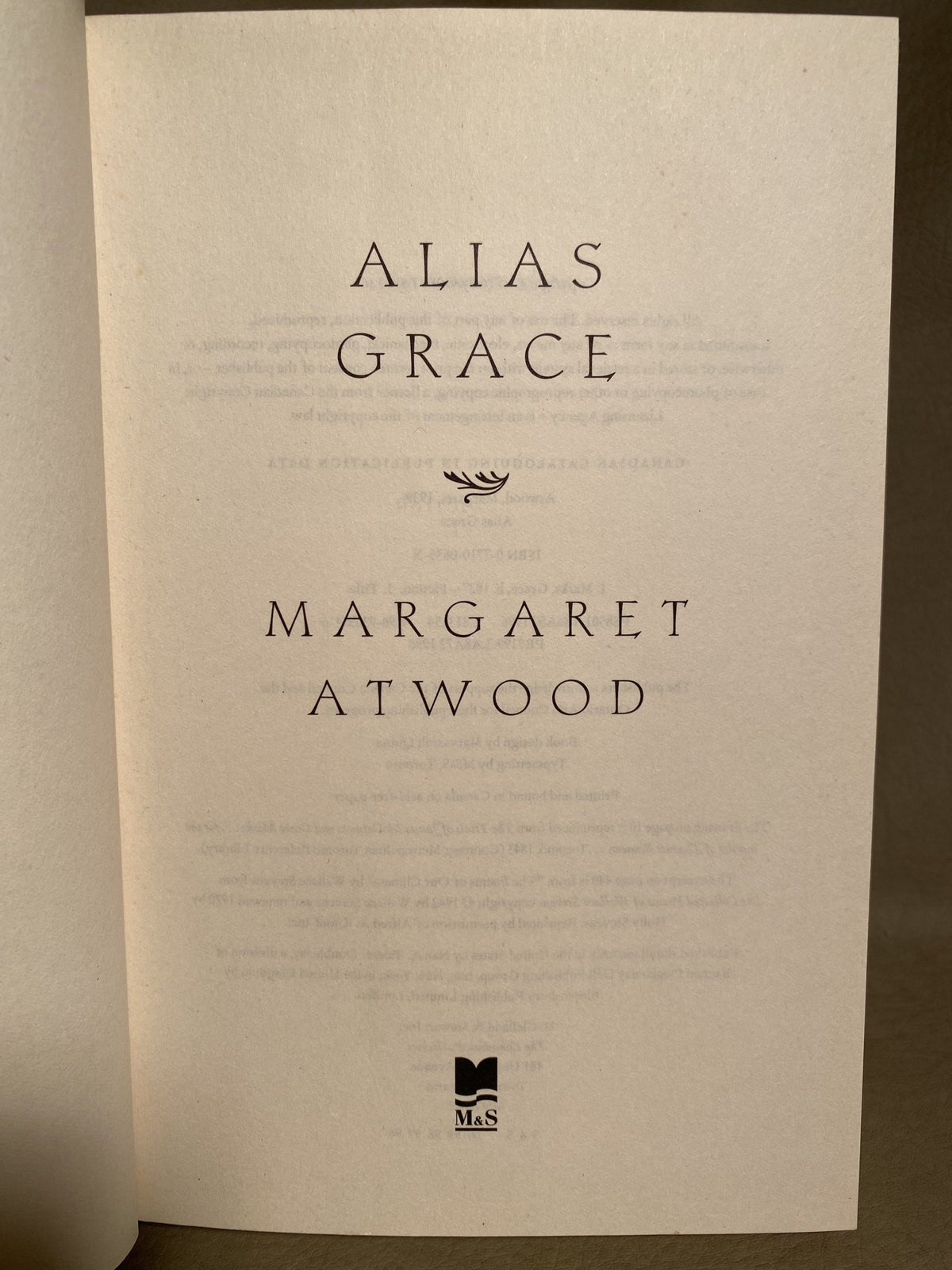 1996: Alias Grace, by Margaret Atwood