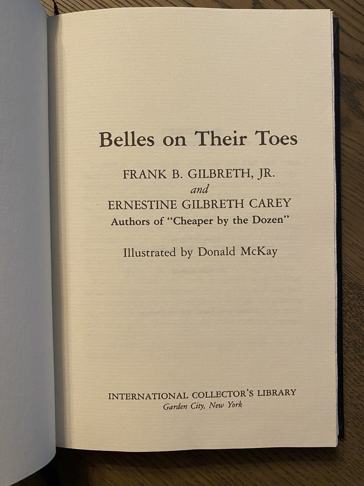 1950: Belles on Their Toes by Frank B. Gilbreth Jr and Ernestine Gilbreth Carey, International Collectors Library
