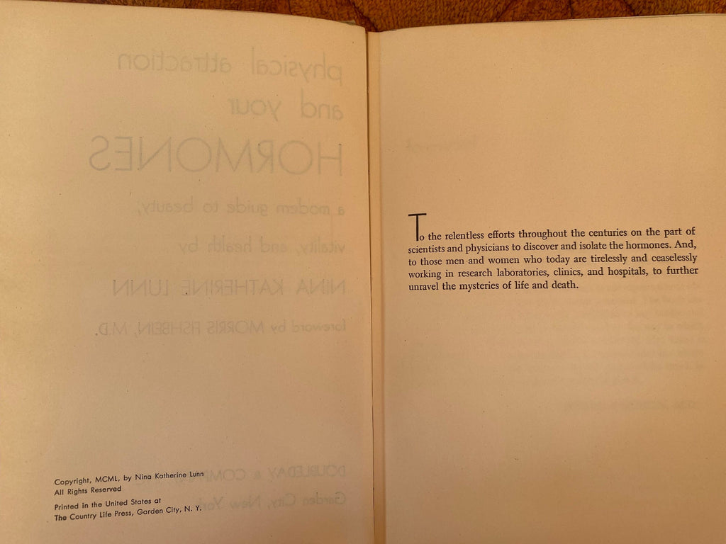1950 First Edition - Physical Attraction and Your Hormones: A Modern Guide to Beauty, Vitality, and Health by Nina Kathe