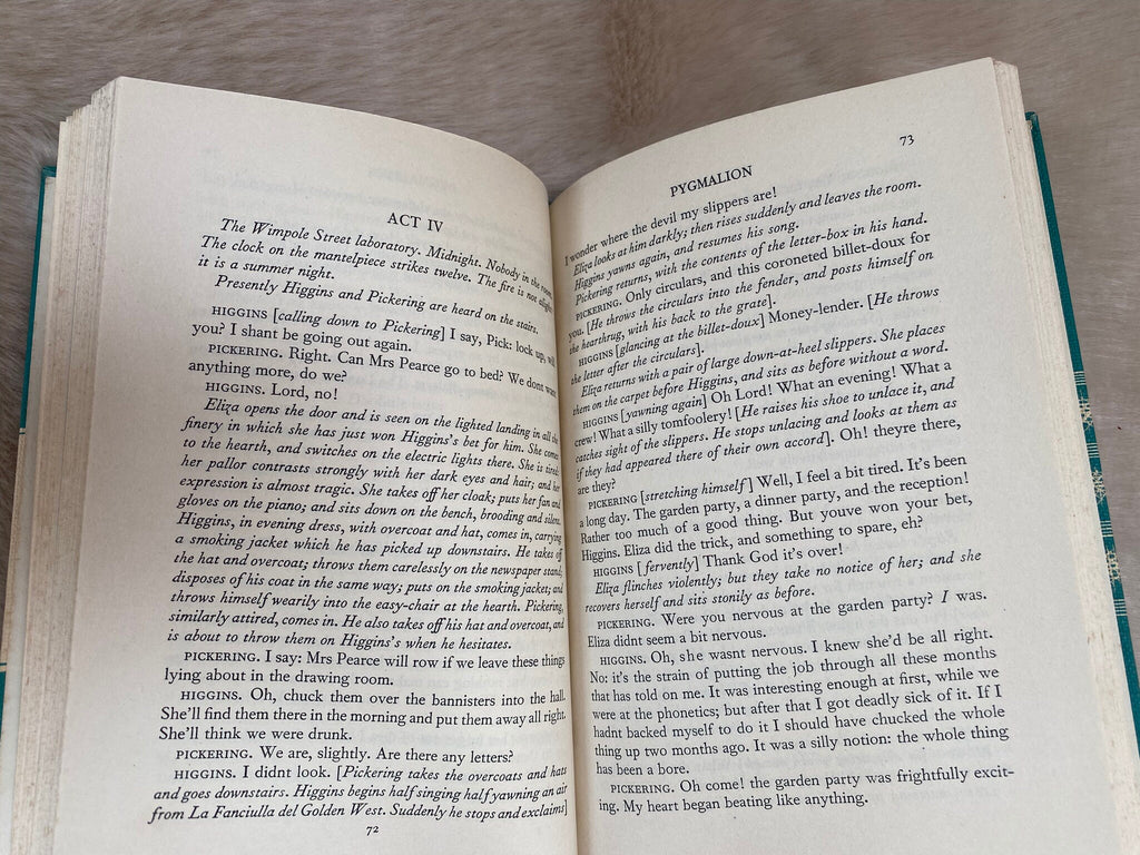 1957: Pygmalion, a romance in five acts, by Bernard Shaw