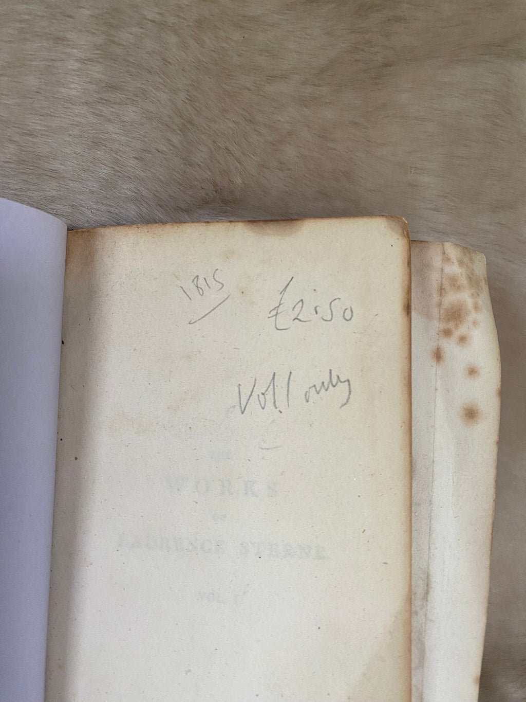 1815 First Edition: Laurence's Sterne's Works, volume I