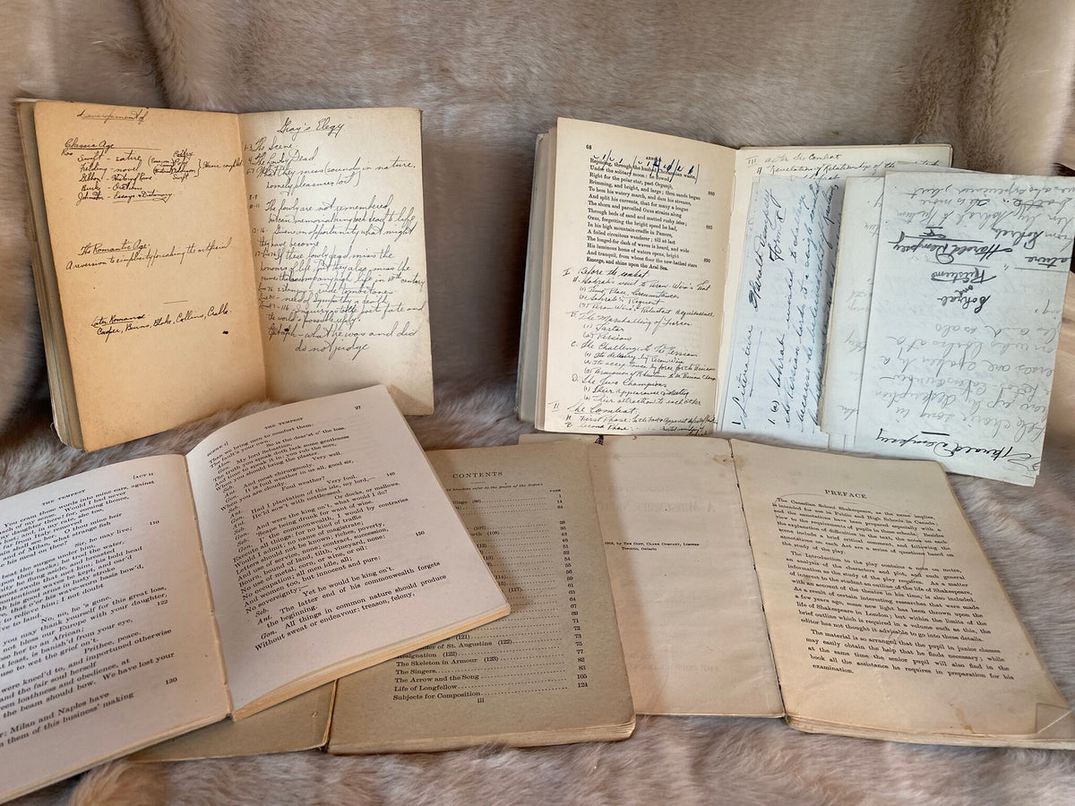 1917 Set of 5: Copp Clarke Literature Series Midsummer's Night Dream, The Tempest, Nine Poems, Four Poems, Goldsmith &am