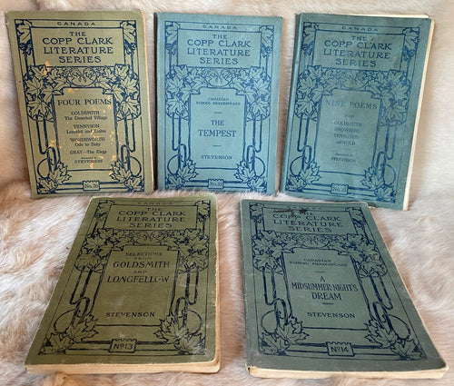1917 Set of 5: Copp Clarke Literature Series Midsummer's Night Dream, The Tempest, Nine Poems, Four Poems, Goldsmith &am