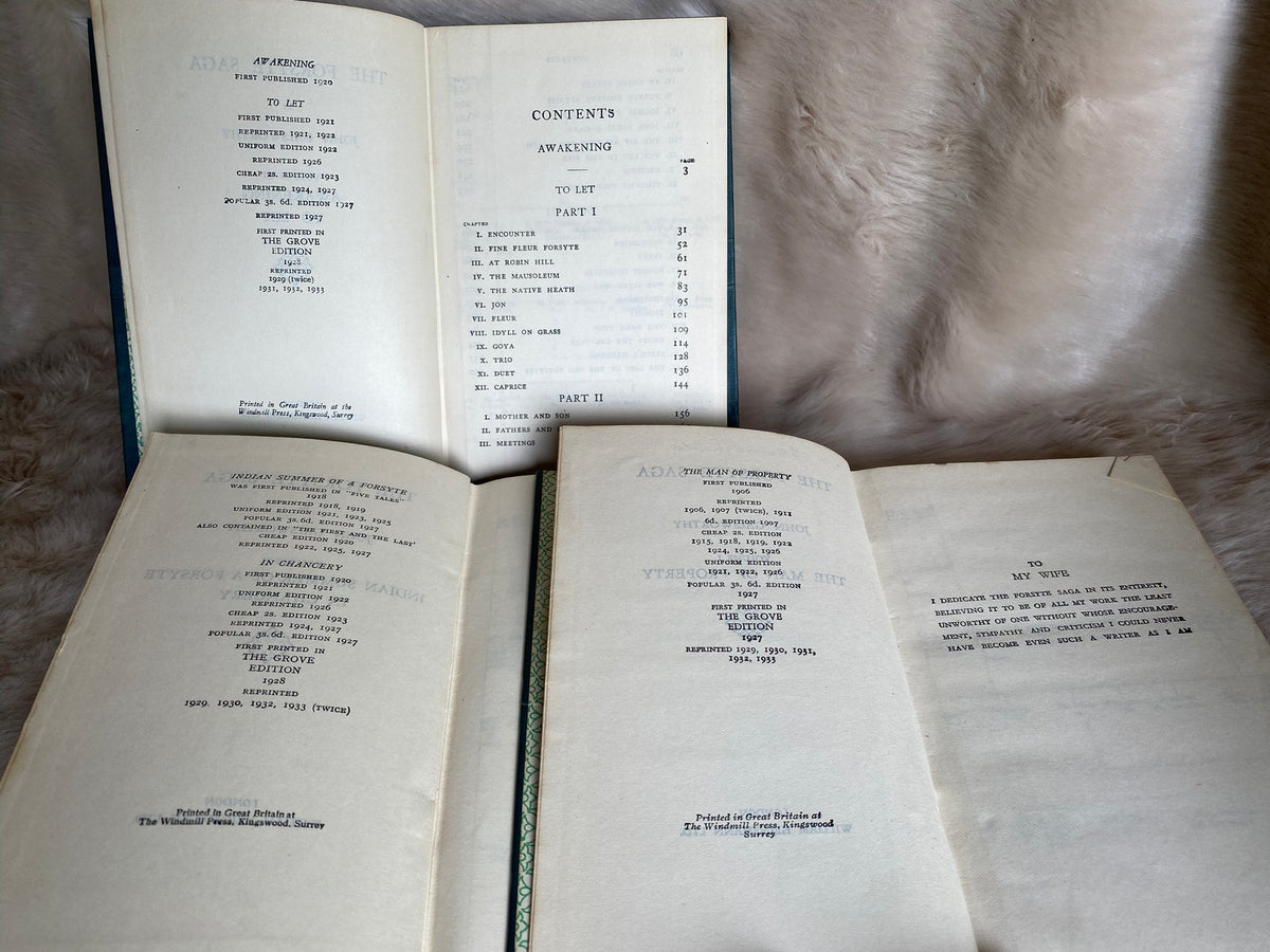 1933: The Forsythe Saga, in 3 volumes, by John Galsworthy