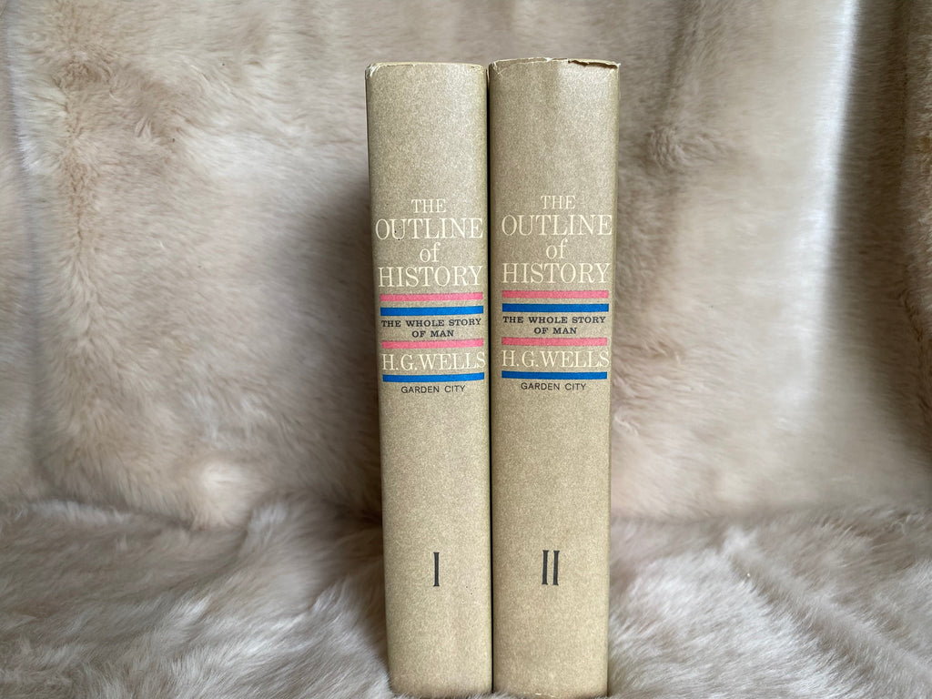 1961 set of 2: The Outline of History The Whole Story of Man, H.G. Wells, 200 maps and illustrations