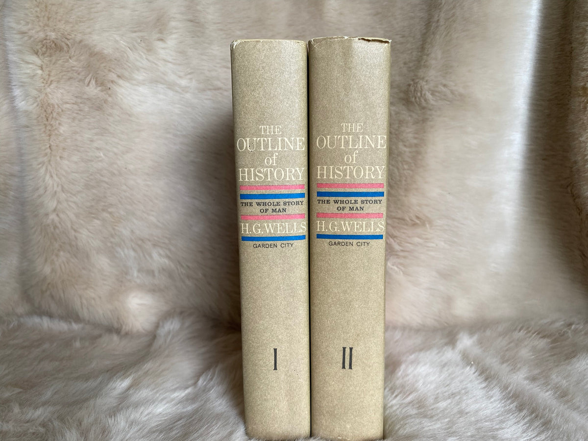 1961 set of 2: The Outline of History The Whole Story of Man, H.G. Wells, 200 maps and illustrations