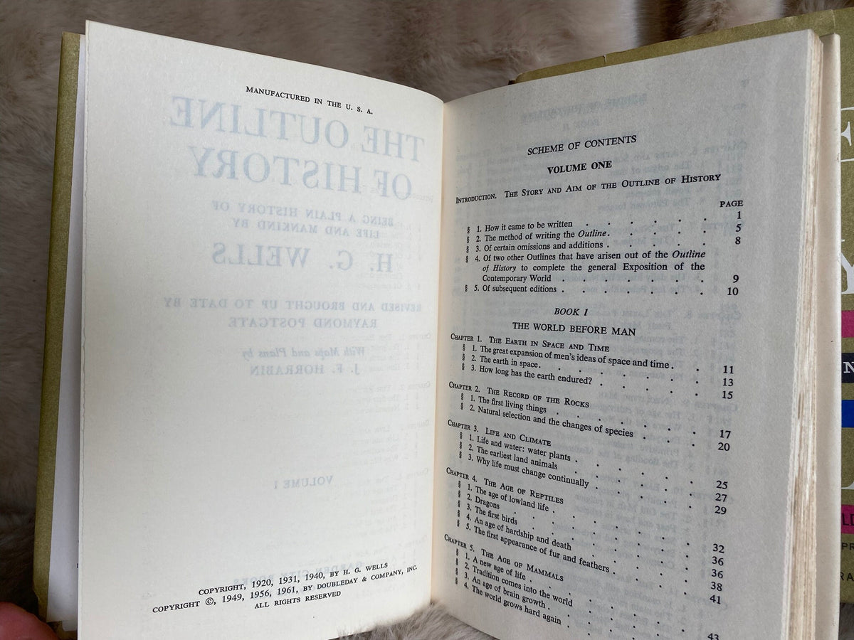 1961 set of 2: The Outline of History The Whole Story of Man, H.G. Wells, 200 maps and illustrations